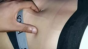 hey, playing with her belly button ring feels amazing