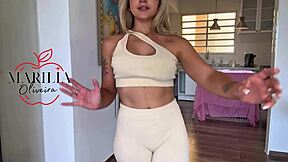 Sexy Latina Babe Shakes Big Ass Pierced Pussy in Gym Wear