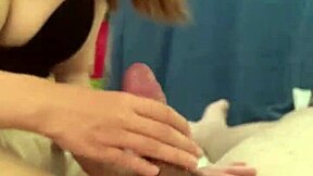 Girlfriend Jerks Cock with Handjob Before Rushing to Work