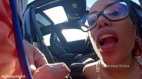 road trip toilet stop rips clothes for outdoor tit flash and cum mouthful