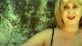 african milf shows off huge natural tits and big pussy lips on beach