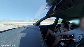 road trip toilet stop rips clothes for outdoor tit flash and cum mouthful