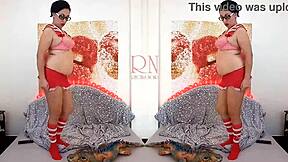 check out this sexy schoolgirl stripping panties and teasing with huge toy double fun