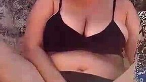 african milf shows off huge natural tits and big pussy lips on beach