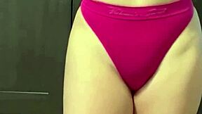 petite asian cutie rubs creamy pussy in panties till double squirt