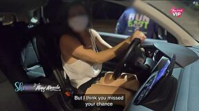 Milf flashes natural tits and bare pussy with no bra no panties at gas station