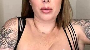 fishnets hug her curves as paige devours bbc dildo then sucks it dry