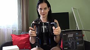my latex mistress anna reviews xspacecup then milks slave's cock with feet domination orgasm