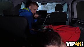 jogging babe cheats on cuckold boyfriend with stranger's hard cock in car