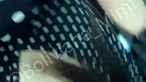 mimi teasing her latina pussy and big ass fingering outdoors at the public laundry