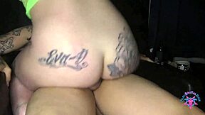 Toxic flower pawg shakes big ass masturbates sloppy blows huge bbc then rides cowgirl interracial fishnets milf