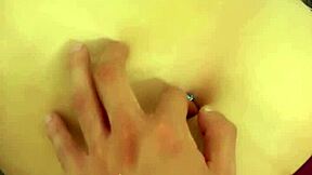 close-up fingering this sexy latina's cute belly button deep