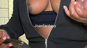 joanfantasy rubs ebony pussy with toys in steamy bathroom solo