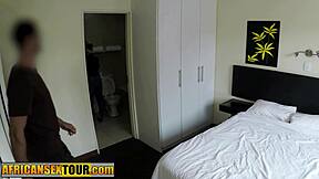 Big ass angolan maid gulps deep black cock sloppy.