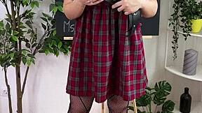 Handcuffed Blonde Teacher in Lingerie Teases with Feet and Toys