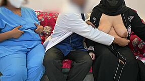 doctor i need your cock so bad with this nurse and muslim patient lady handjob threesome