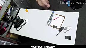 poor petite teen reese robbins caught shoplifting, now security rips clothes and pounds her