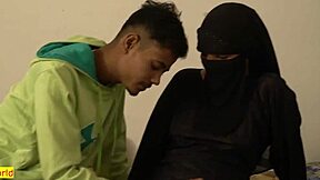 Skinny Indian hijab wife dates husband's friend for wet pussy anal fuck