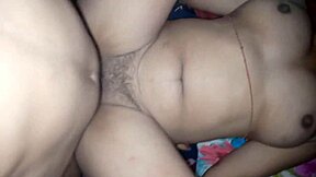 Desi girlfriend bends over bed for rough homemade pounding.