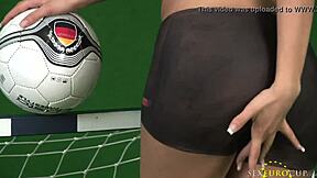 german eurocup blonde teases in sporty softcore solo