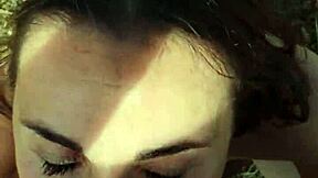 Teen Babe Sucks Big Cock Then Takes Outdoor Facial in Forest