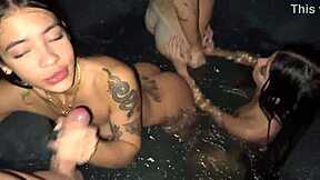 yo, my buddies and i banged the hot neighbor in wild poolside foursome orgy!