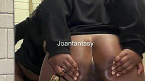 joanfantasy rubs ebony pussy with toys in steamy bathroom solo