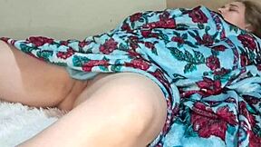 thick horny latina wakes up wet fucks huge black dildo to juicy orgasm