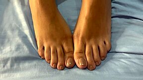 Pov Latina Stepsister Jerks Cock with Barefoot Footjob on Pretty Toes Till Cumshot