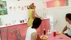 restaurant food fight ends with big tits group pounding