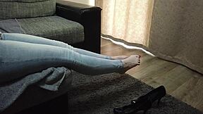 jeans milf's sexy feet and toes demand total worship and fetish licking!