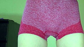 STEPSISTER TRIES TIGHT SHORTS FLASHES HUGE HAIRY PUSSY IN CHANGING ROOM