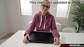 soccermom milf deepthroats son's cock swallows cum for his bully beating break