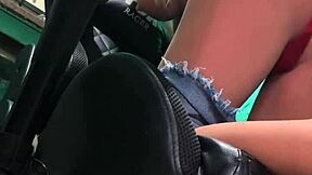 loira's tight ass swallows full arm sex toy outdoors