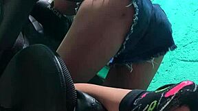 loira's tight ass swallows full arm sex toy outdoors