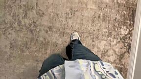 Petite big ass brunette cleaning lady bent over fucked doggystyle missionary in hotel room creampie on pussy