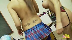 naughty european sluts learn sex toy orgasm class in heels stockings and classroom