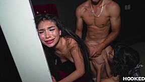 Petite colombian teen dominated bent over big ass doggystyle facial cumshot after rough toy slapping