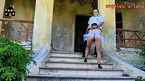 Halloween Bride in Corset Gets Monster Cock Creampie in Haunted House