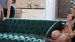 hey roommates let's scissor squirt and rim on this dorm couch siri natalie