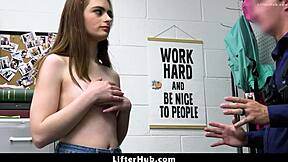 Perverted officer punishes hot shoplifter teen with rough doggystyle demands