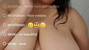 bbw huge tits splash in live steamy shower show