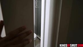 Stepmom catches him spying in shower and fucks him pov style