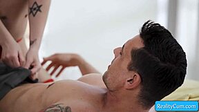 victoria voxxx begs ryan driller to lick her wet curly teen cunt before fucking hard