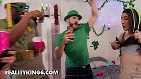 wild party explodes as college girls kali roses kat monroe miki cruz share logan monster cock