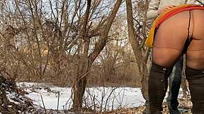 Chubby Stepmom's Huge Ass Pees Bent Over in Homemade Fetish