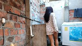 neighbor's pink pussy flashes under nightgown in homemade clip