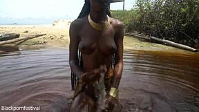 Water drips teasingly from her skinny solo perfect shaped tits in softcore reveal