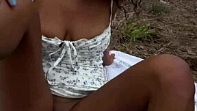 busty brunette latina bounces on cock for risky outdoor pov nature ride