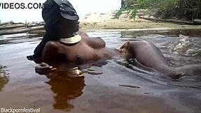 Water drips teasingly from her skinny solo perfect shaped tits in softcore reveal